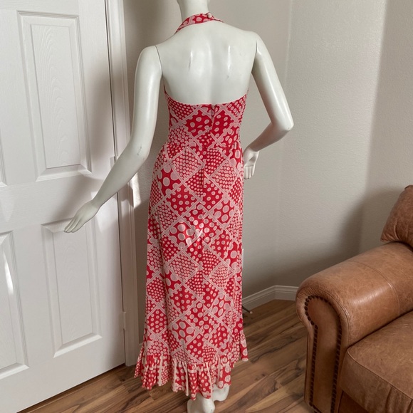Vintage Edith Flagg red and white halter dress XS - Picture 2 of 13
